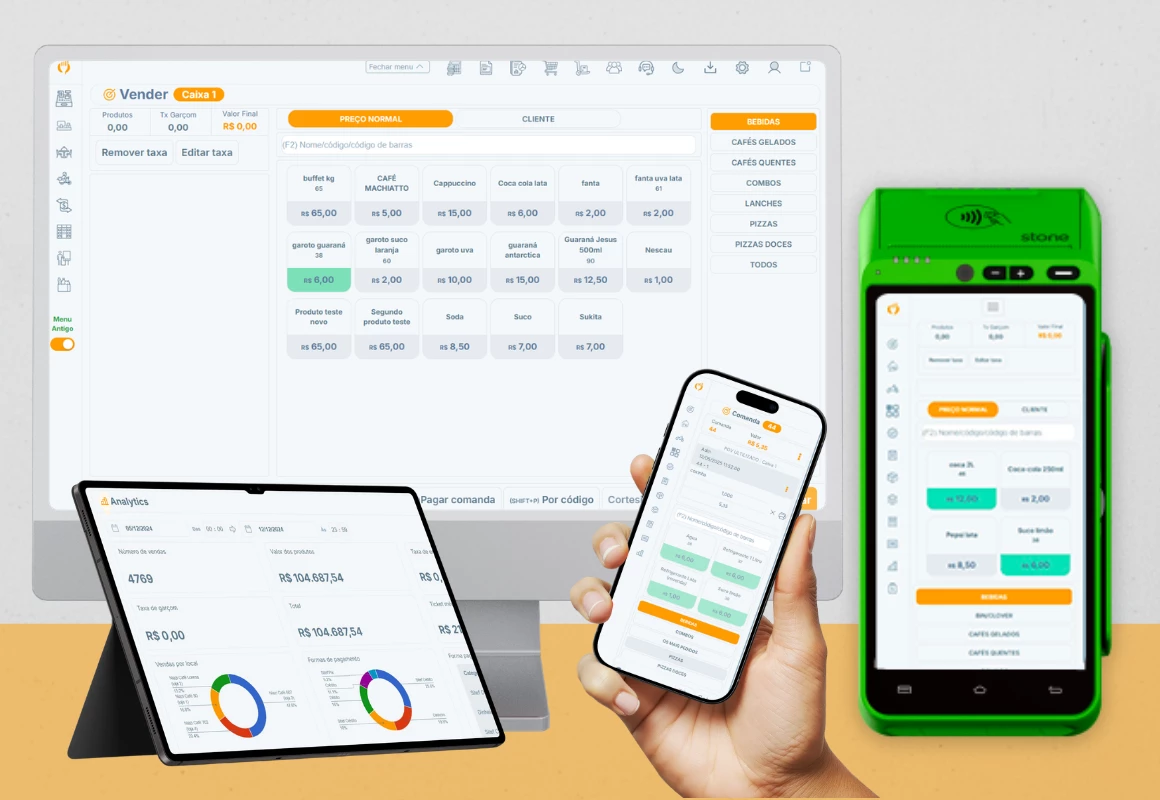 PDV para cafeteria com fechamento rápido de venda, integração com maquininha e NFC-e automática