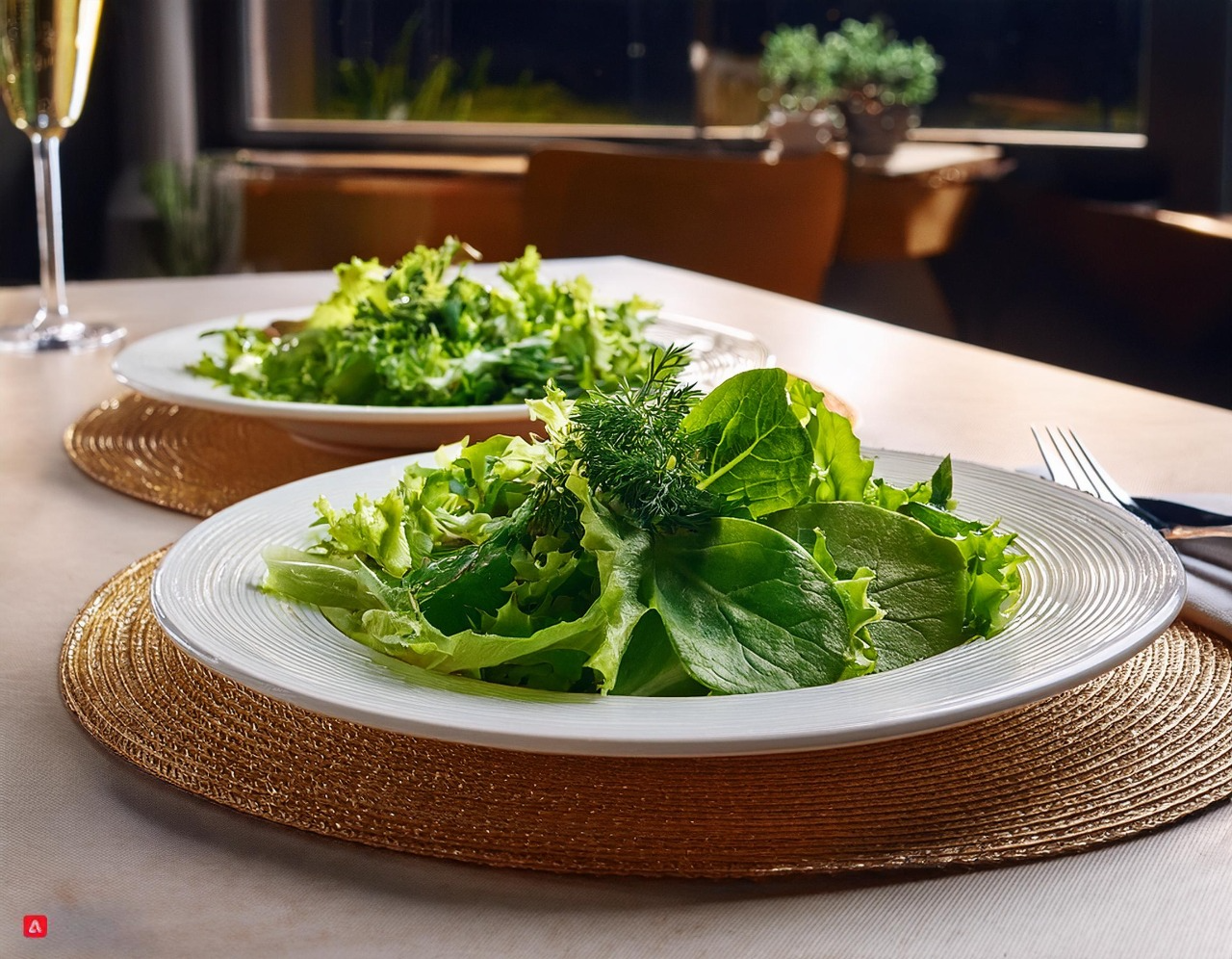 dois pratos de salada de folhas e verduras - controlenamao