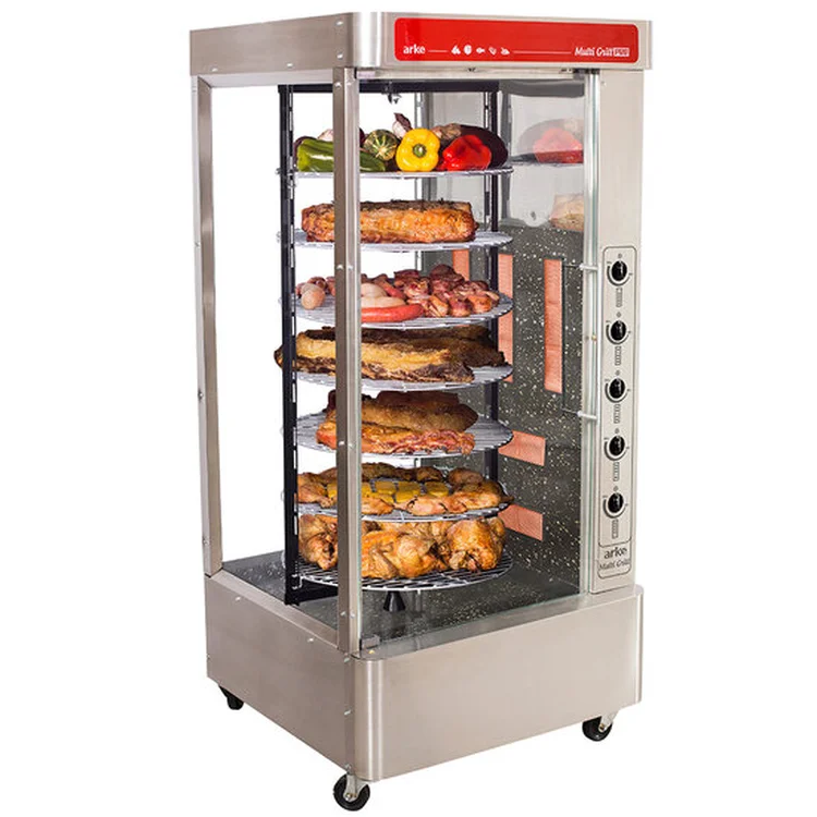 Assador de Frango a Gás Rotativo Arke Multi Grill, 5 Queimadores, 7 Grades