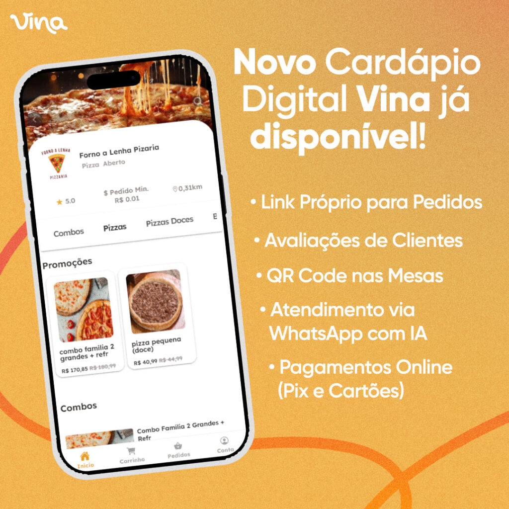 banner lançamento novo cardápio digital vina