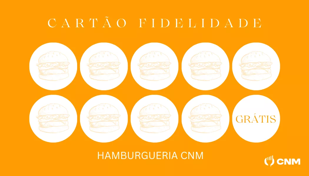 Parte de trás do Modelo 1 do Cartão de Fidelidade para Hamburguerias